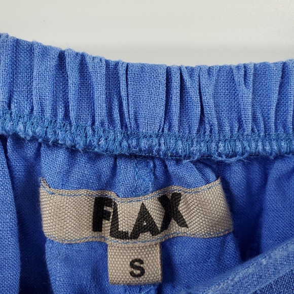 FLAX Blue Linen Capri Pants Wide Leg Boho Lagenlook - Picture 4 of 5